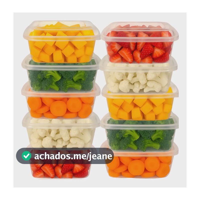 Kit 10 Potes 500ml Transparentes Freezer Microondas Marmita Transparente