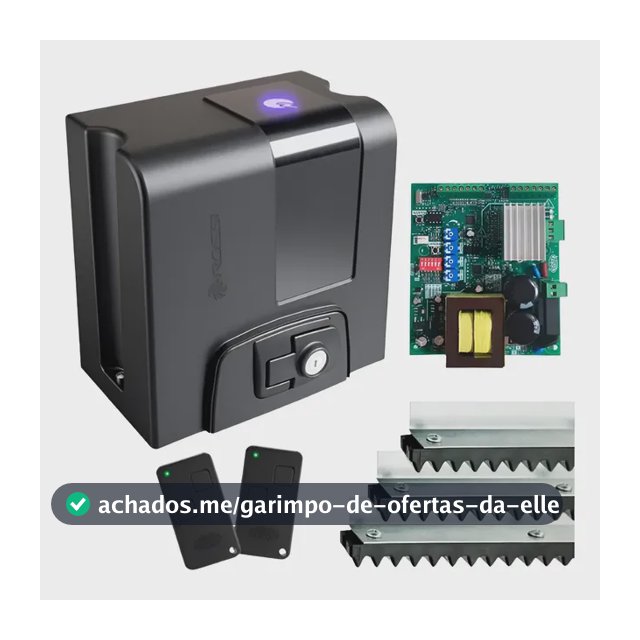 Kit Motor Portão Rossi Atto Nitro 3s 400kg 4m Crem Bivolt Preto 127/220v