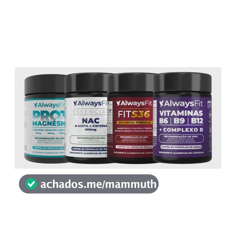 Kit Pro Saúde Alwaysfit | Pro3magnesio + Nac + Complexo B + Fits36 | 4 Suplementos