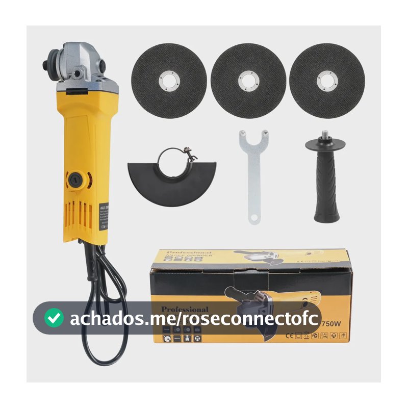 Esmerilhadeira Angular 750w Resistente, Caixa Papelão Amarelo 110v