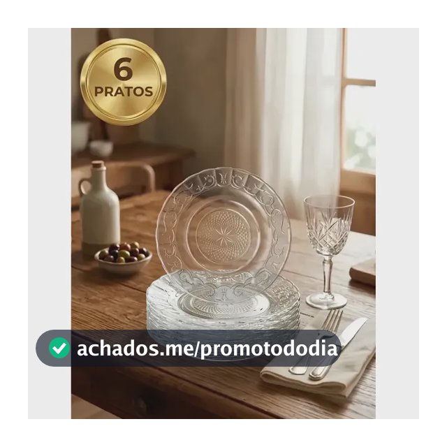 Kit 6 Pratos Fundos Vidro Transparente Resistente Almoço E Jantar Buffet PÍTIA
