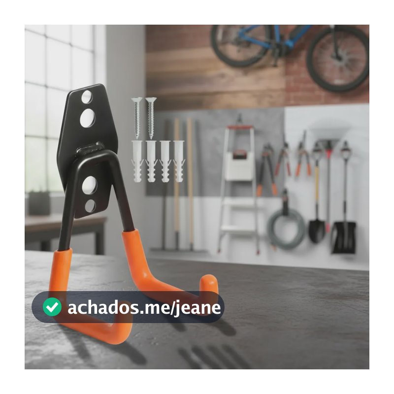Suporte Gancho Parede Bicicleta Multiuso 23kg Escada Bike Preto