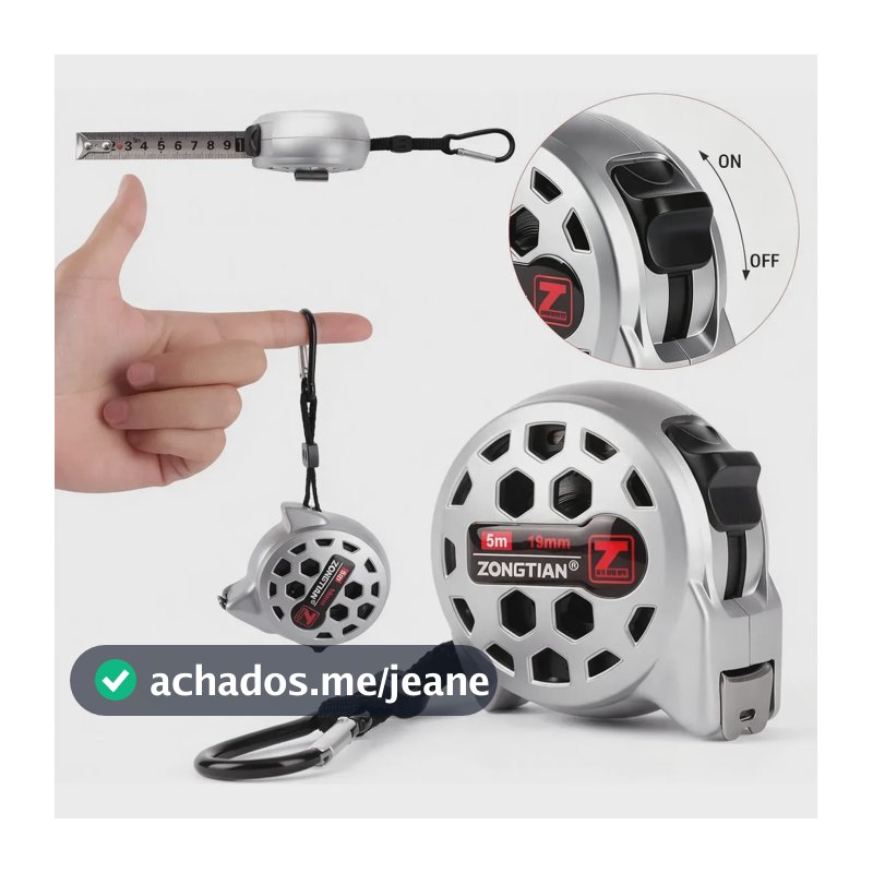 Trena Fita Métrica Retrátil 5m X 19mm Inox À Prova D'água