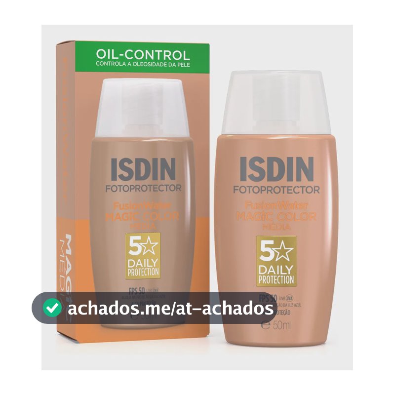 ISDIN Protetor Solar Facial Fusion Water Magic Color FPS 50 - Cor Média - 50ml