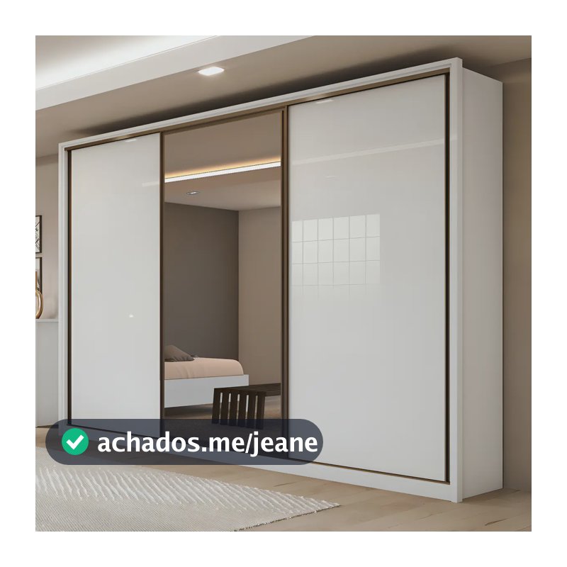 Guarda-roupa Casal Branco Espelho 3 Portas Correr Espresso Móveis