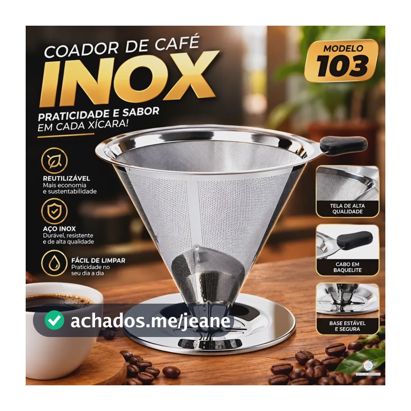Filtro Coador De Café Inox 103 Reutilizável Sem Uso De Papel