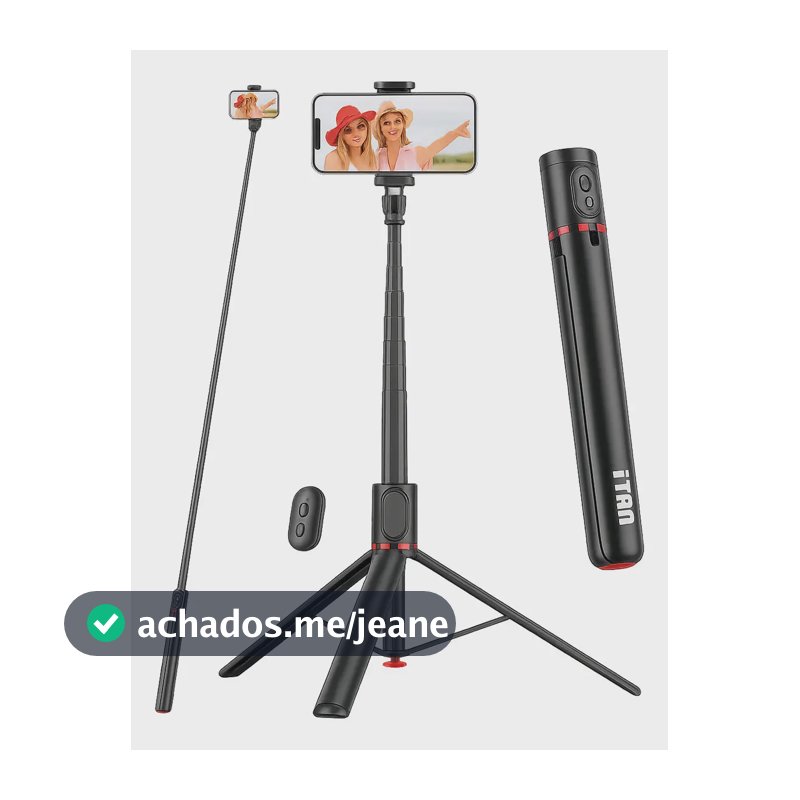 Bastão de Selfie ITAN TT01 Preto Tripé Automático Bluetooth 360° com Controle Remoto