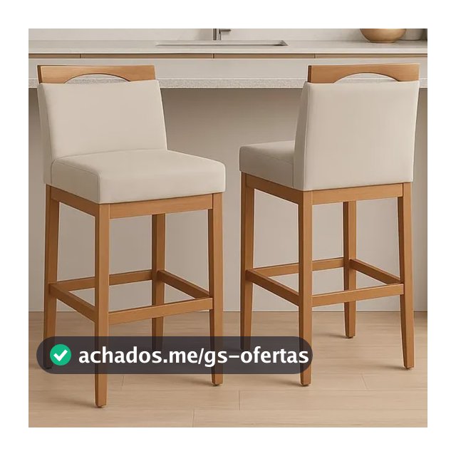 2 Banqueta Alta Para Balcão Com Encosto Madeira Estofada