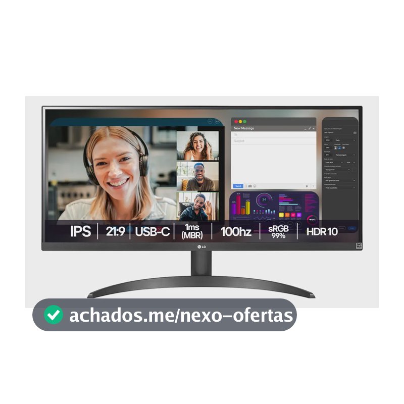 Monitor LG UltraWide - Tela IPS de 29", 21:9, HDR10, sRGB 99%, 100Hz, Preto- 29WQ500B