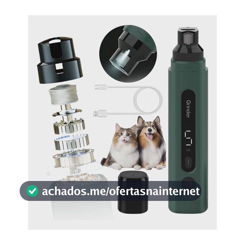 Cortador De Unha Pet Cachorro Gato Lixador Elétrico 5 Modos Verde-escuro Pequeno