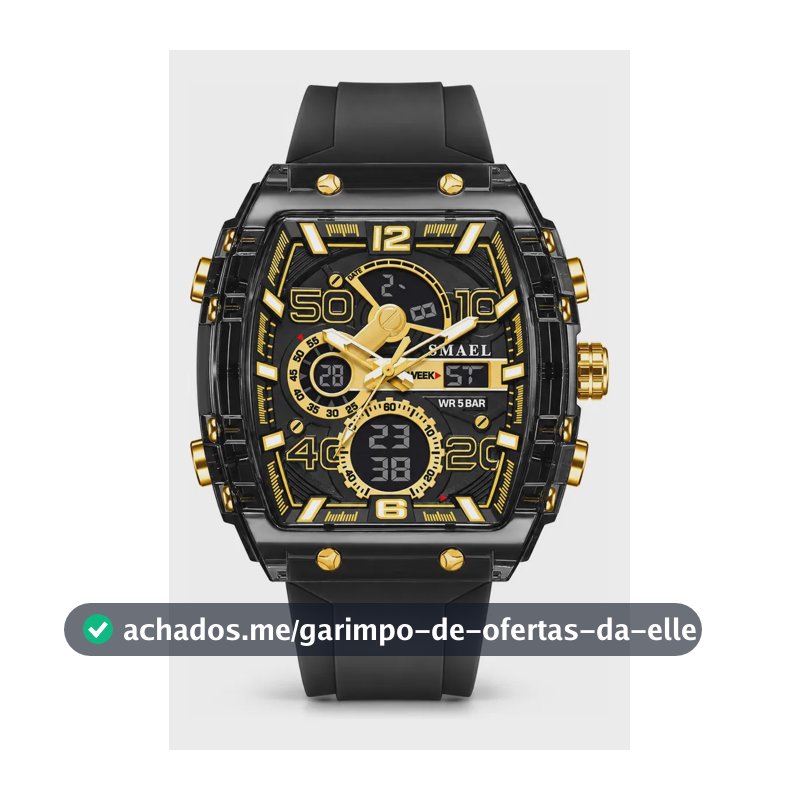 Relógio Masculino Smael 8109 Analógico Digital Com Caixa Preto Dourado
