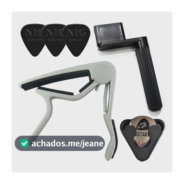 Capotraste Para Violão Guitarra + Porta Palhetas + Enrolador