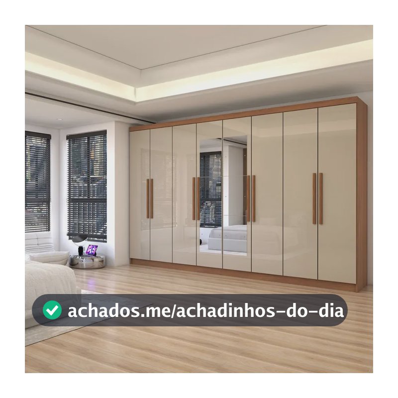 Guarda-roupa Casal Odisseia 8 Portas 4 Gavetas Com Espelho C Bege