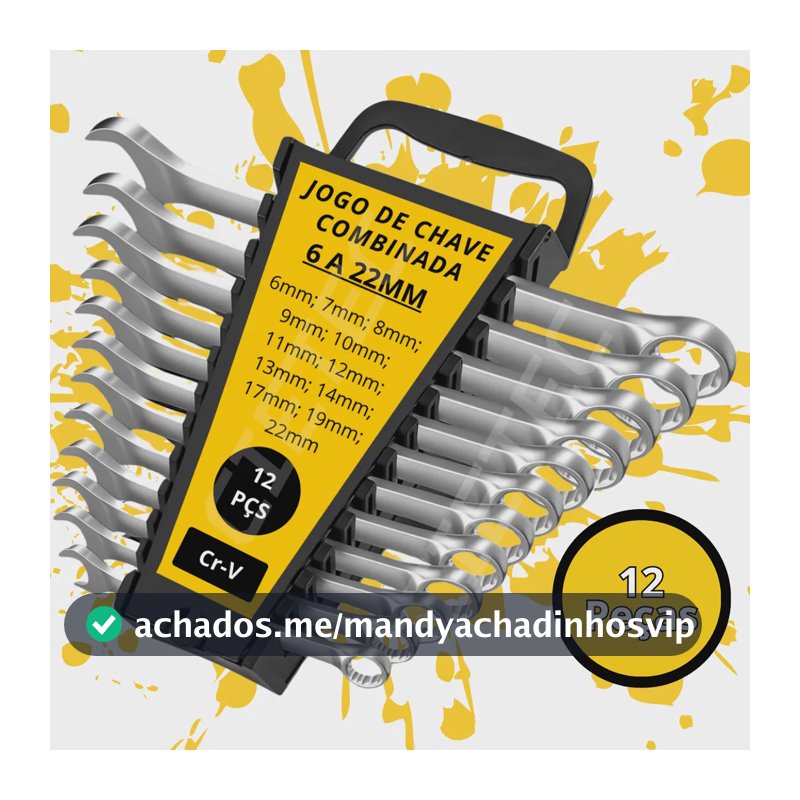 Jogo Chaves Combinadas 12 Peças 6-22mm Aço Cromo Vanádio