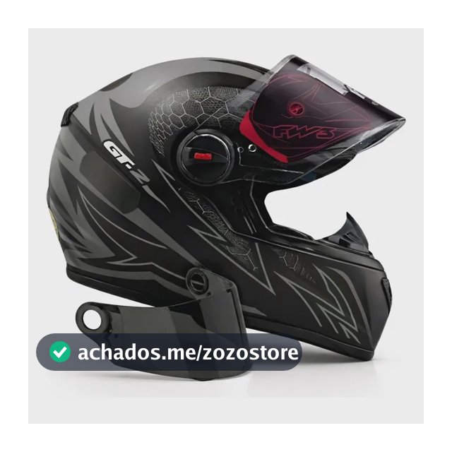 Capacete Fw3 Preto Fosco Gt2 C/ Narigueira + Viseira Fumê