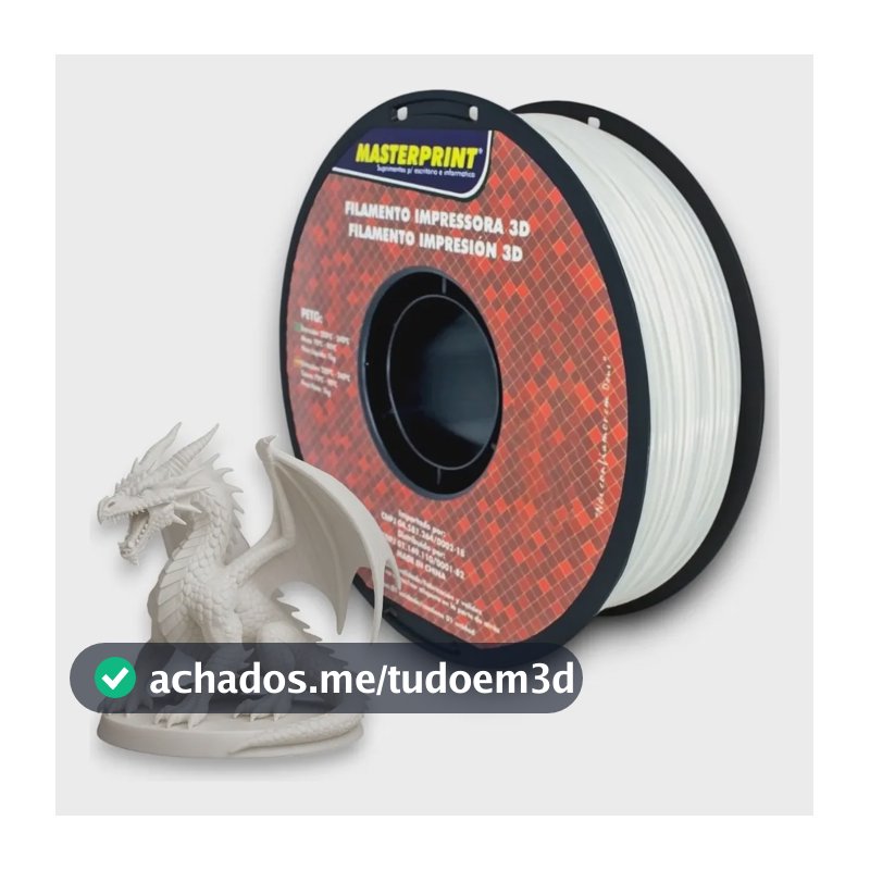Filamento Impressora 3d Masterprint Petg 1.75mm 1kg Branco