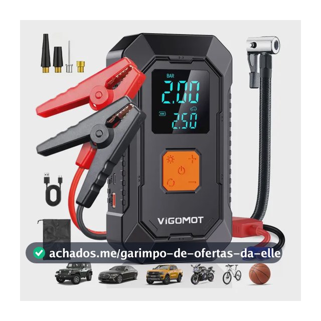 Auxiliar Partida Portátil Veicular Compressor Ar Emergência