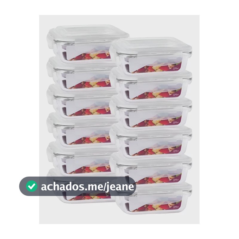 Kit 12 Potes De Vidro Tampa Hermético Marmita Fit 370ml Cor Branco