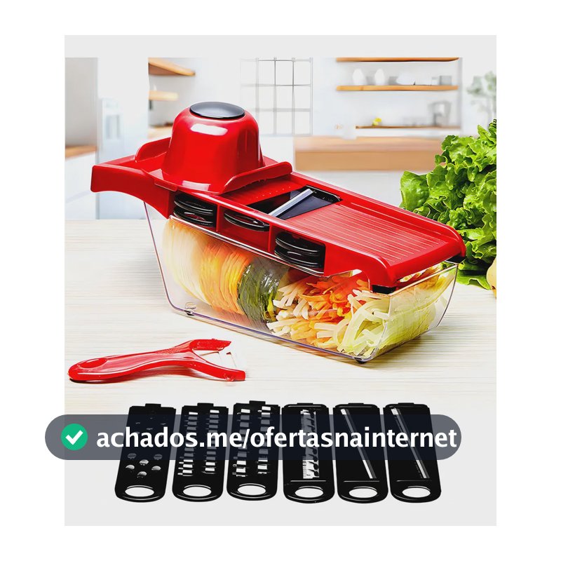 Cortador Fatiador Ralador De Legumes Mandoline Com Lâminas E Recipiente 6 Em 1