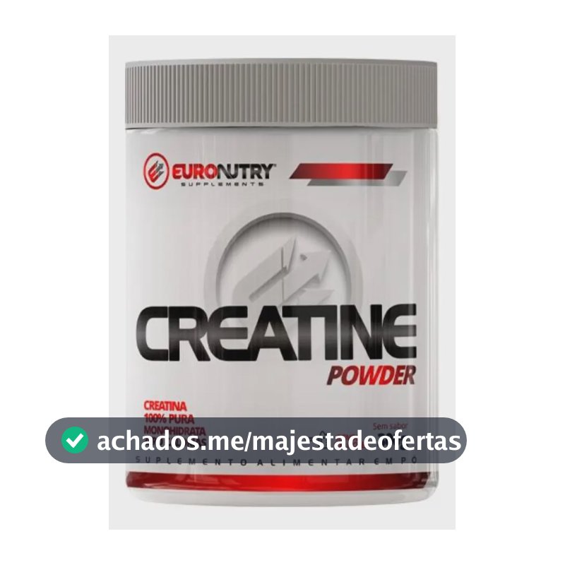 Creatina Monohidratada 100% Pura Euronutry 300g Suplemento em Pó Sem Sabor