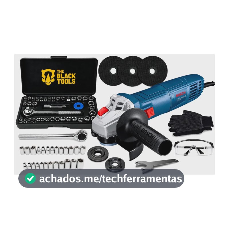 Esmerilhadeira Lixadeira Angular Profissional Bosch Gws700 710w + Jogo De Soquetes 40 Peças Discos E Acessórios
