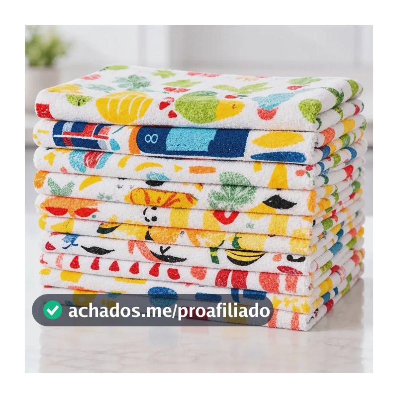 Kit com 10 Panos de Prato Copa Atoalhados Camesa de Algodão