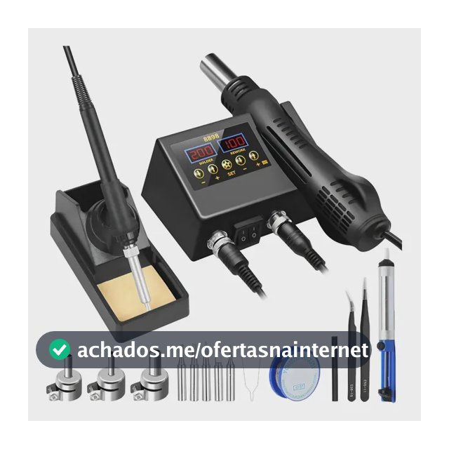 Estacao De Solda Pistola De Calor Lcd E Ferro De Solda 2 Em1 Preto 127v