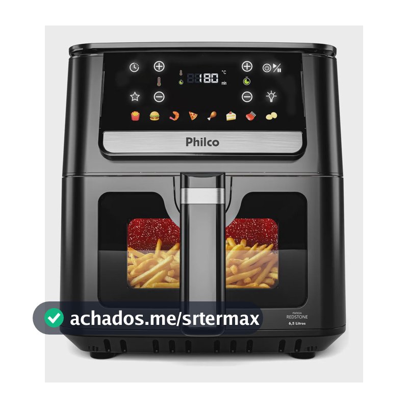 Air Fryer Philco 6,5L Visor Glass e Redstone 1700W PAF65A