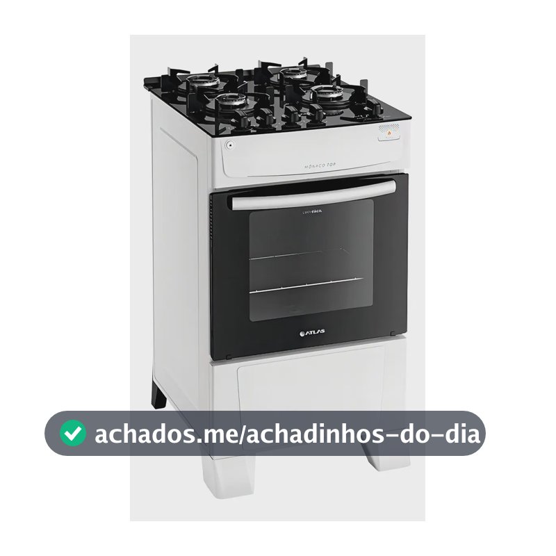 Fogão 4 Bocas Atlas Mônaco Top Glass Acendimento Automático Cor Branco
