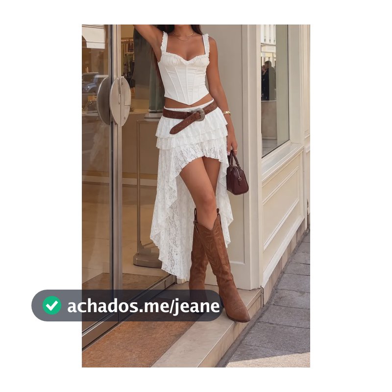 Saia Longa Mullet Com Short Renda Babados Branco P