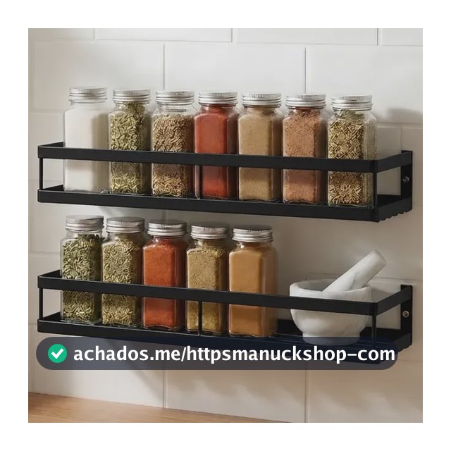 Kit 2 Organizador De Temperos Para Cozinha Porta Condimentos Preto