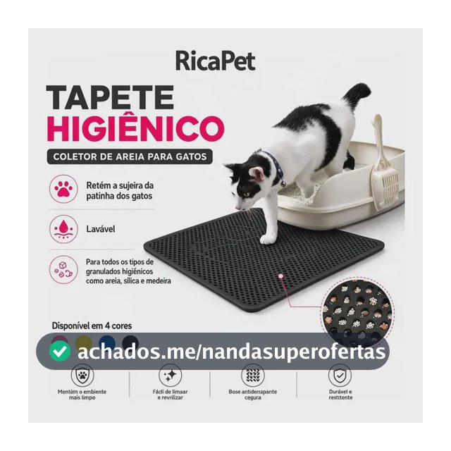 Tapete Higiênico Gato Coletor Caixa De Areia Preto Tam G