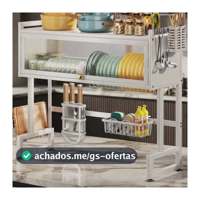 Escorredor De Pratos Louça Preto Cozinha Suspensa 65cm 18pçs Branco