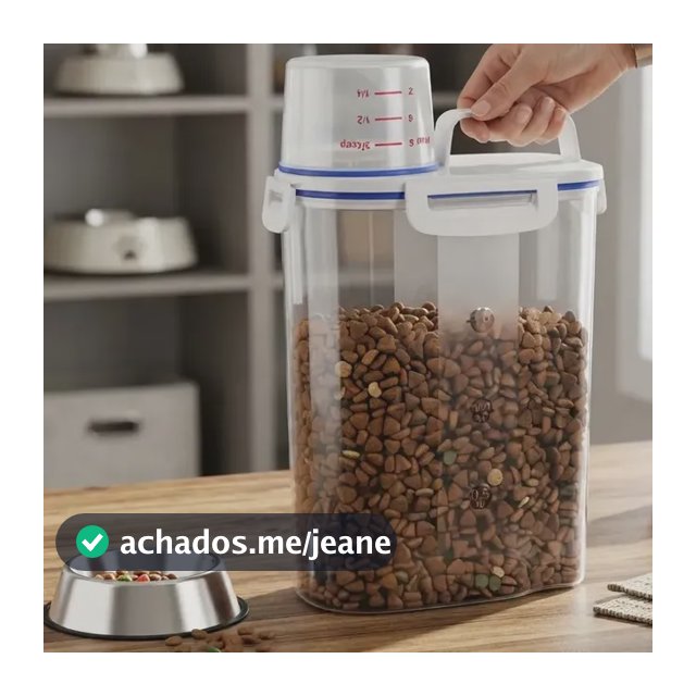Porta Ração Pote Com Tampa Pet Gato Cachorro Dispenser 2l Transparente