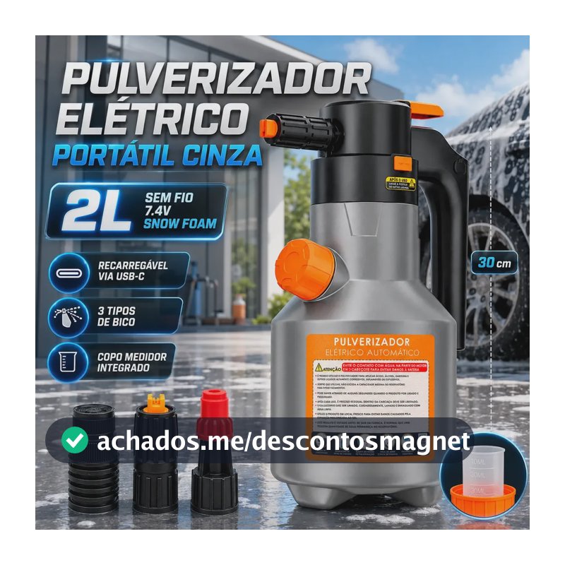 Pulverizador Elétrico Alta Pressão Para Lavagem Automotivo Limpeza Detalhamento Jardim Uso Geral Híbrido Cor Cinza