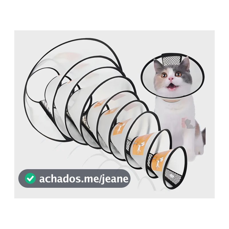 Colar Cirúrgico Para Gatos Elizabetano Cães Pets Do N1 Ao N7 Cor Transparente Tamanho da coleira 6 (18-20 cm Pescoço)