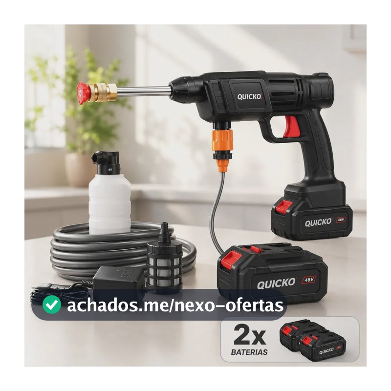 Lavadora A Jato De Alta Pressão Portátil Recarregáveel Preto 50/60 Quicko