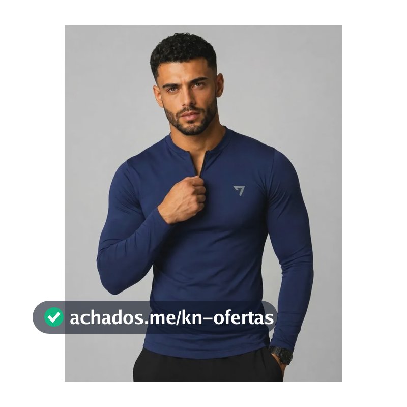 Camisa Térmica Masculina Segunda Pele Manga Longa Com Zíper Azul-marinho G