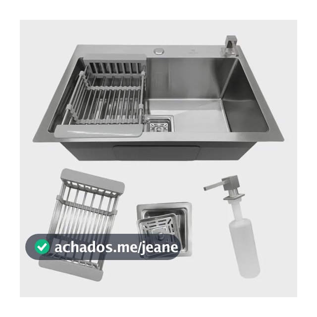 Cuba Pia Cozinha Gourmet Quadrada Aço Inox 304 Escovada 60x40cm com Acessórios Stillus Home