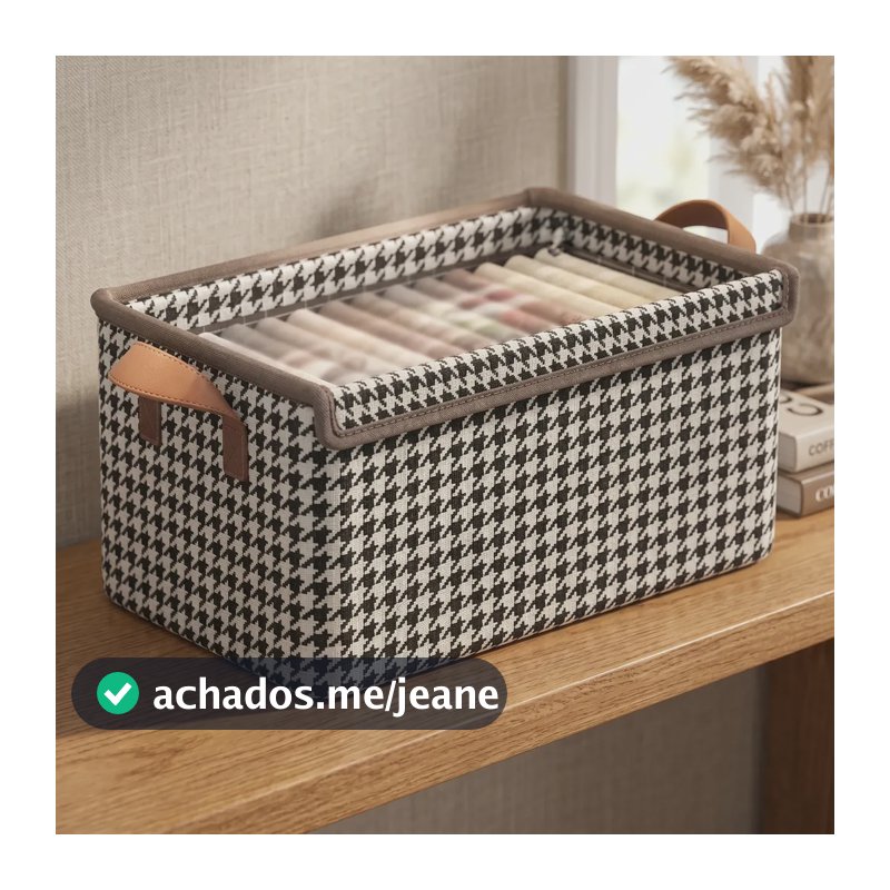 Kit 4 Cesto Organizador De Guarda Roupa Caixa Organizadora Padrão Xadrez Kit 4