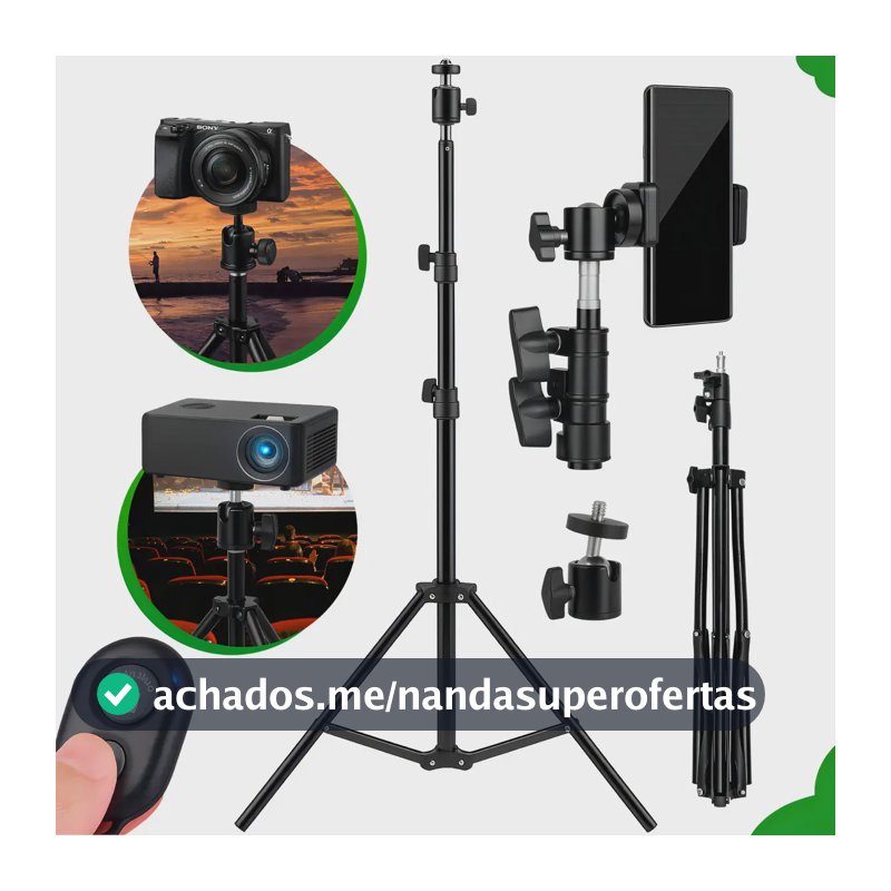 Tripé Pedestal Profissional 2.1 Metros Suporte De Celular Câmera Controle Bluetooth Coolmusic