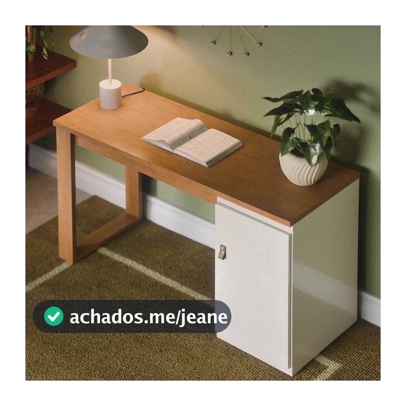 Mesa Escrivaninha Para Home Office E Escritório Com Porta Canela Off