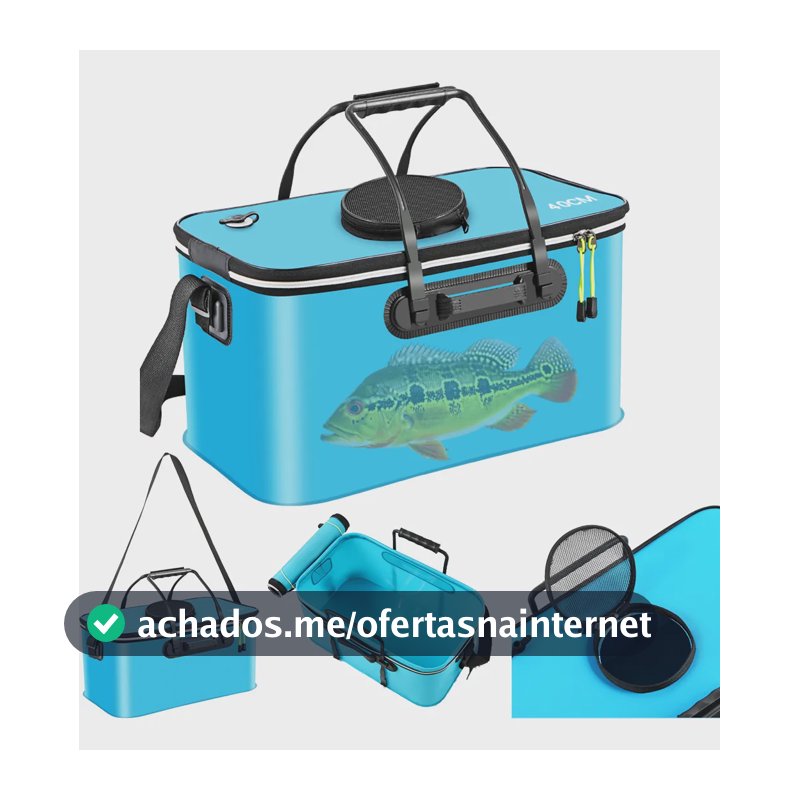 Bolsa Viveiro Portátil Para Pesca De Isca Viva Lambari 23l Azul