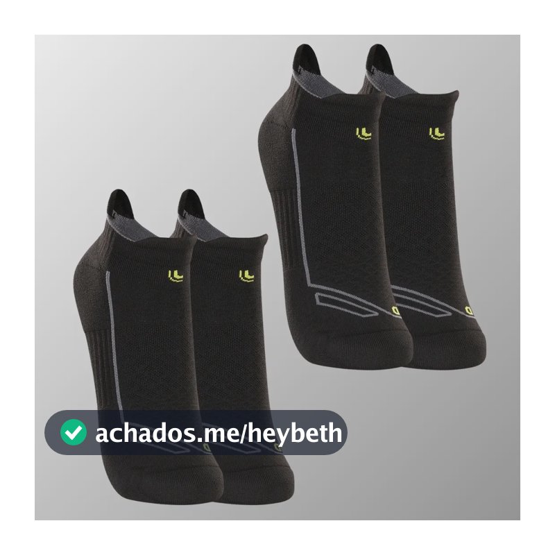 Kit 02 Pares Meia Soquete Lupo Dry Fit Anti Bolhas Esportiva Preto 37-40