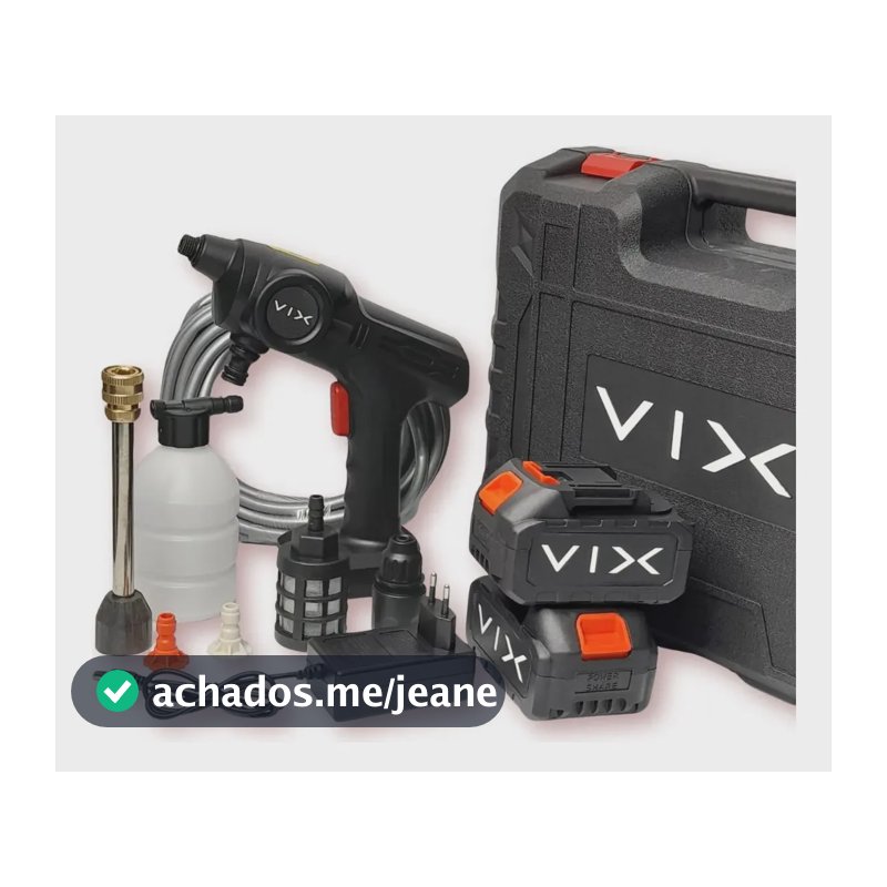 Pistola Lavadora Alta Pressão Portátil C/2 Baterias 20v Vix Preto 127/220v