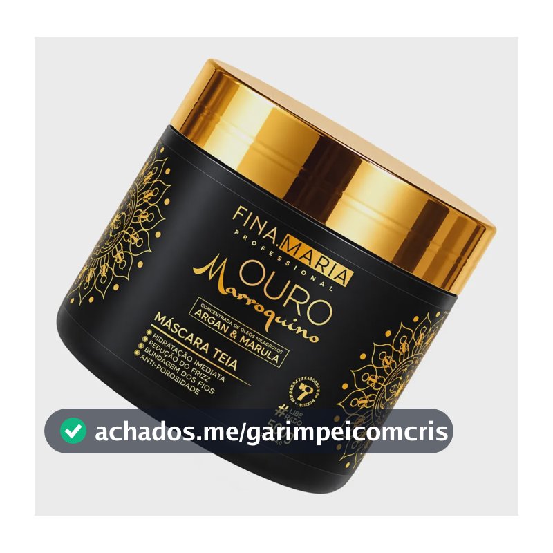 Máscara Teia Ouro Marroquino Argan Marula Fina Maria 500g