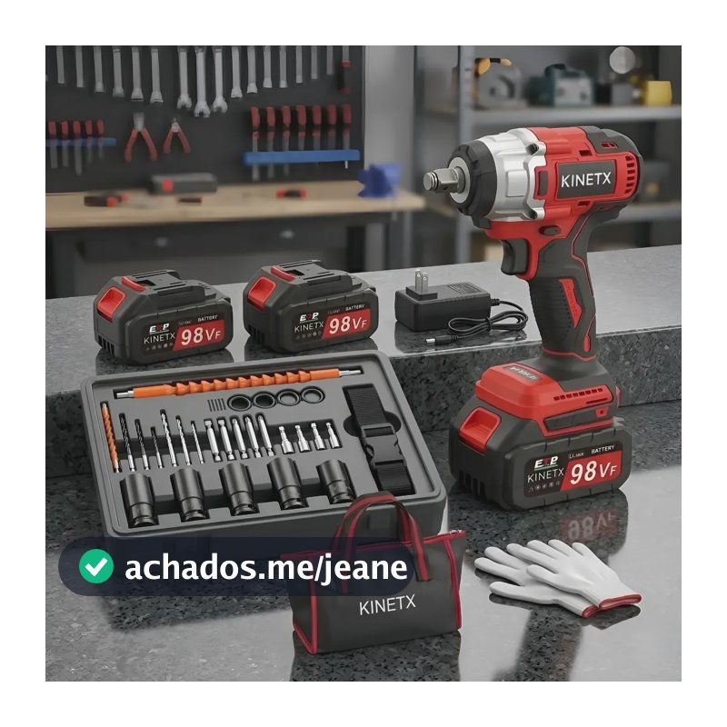 Chave Impacto Kinetx 780nm Brushless Kit 2 Baterias 98vf Vermelho 127/220v