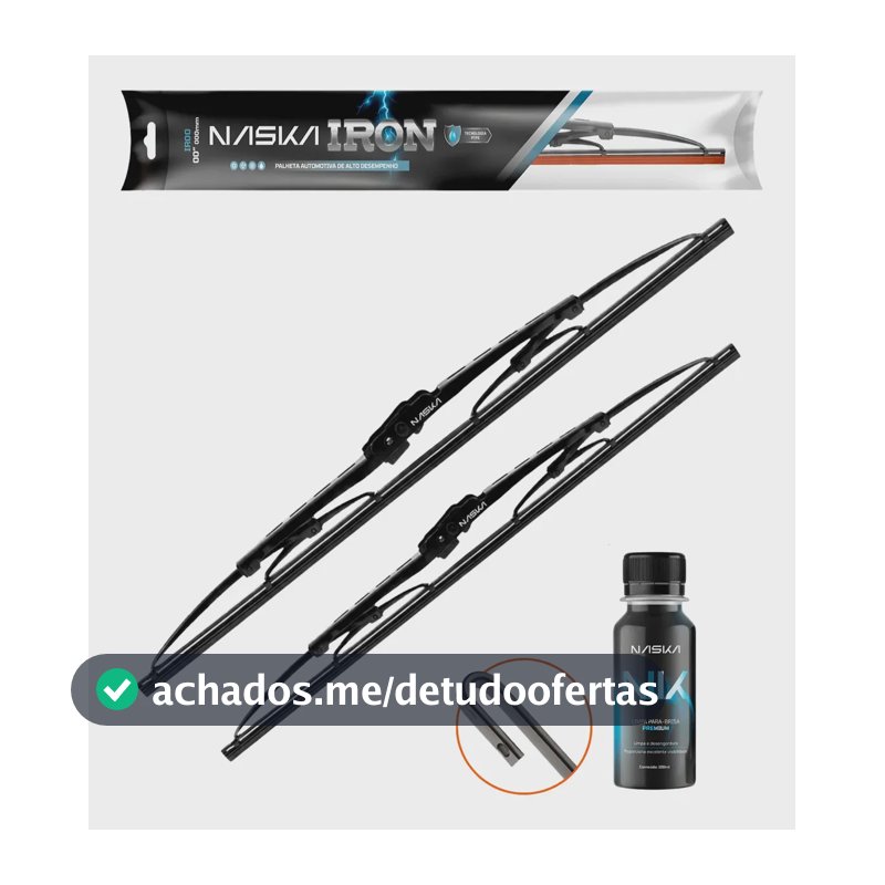 Palheta Limpador Para-brisa Naska Iron Encaixe Gancho Preto 206 1999 A 2020