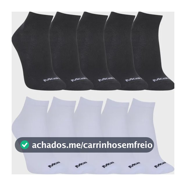 Kit Com 10 Meias Mash Cano Curto Esporte Unissex
