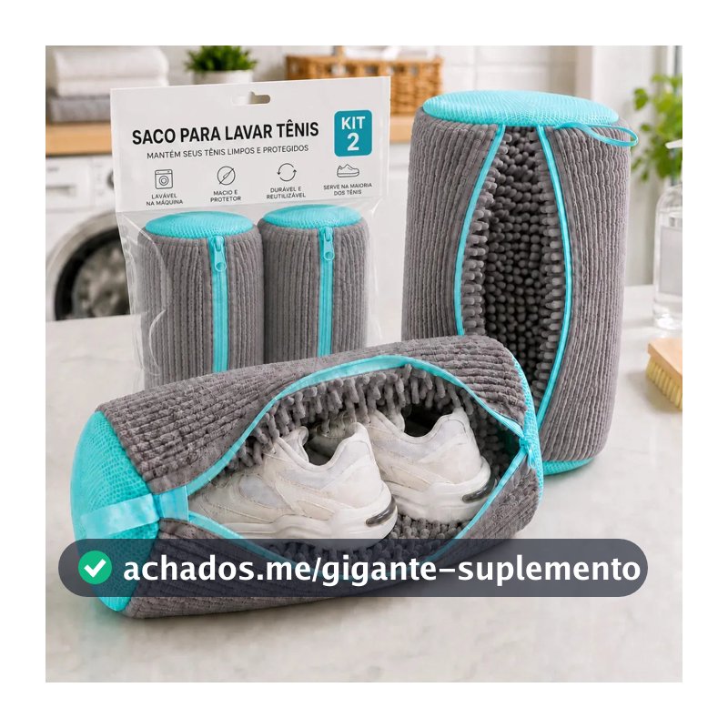 Kit 2 Sacos Para Lavar Tênis E Sapatos Em Máquina De Lavar – Saco Telado Anti-Impacto Com Fechamento Em Zíper